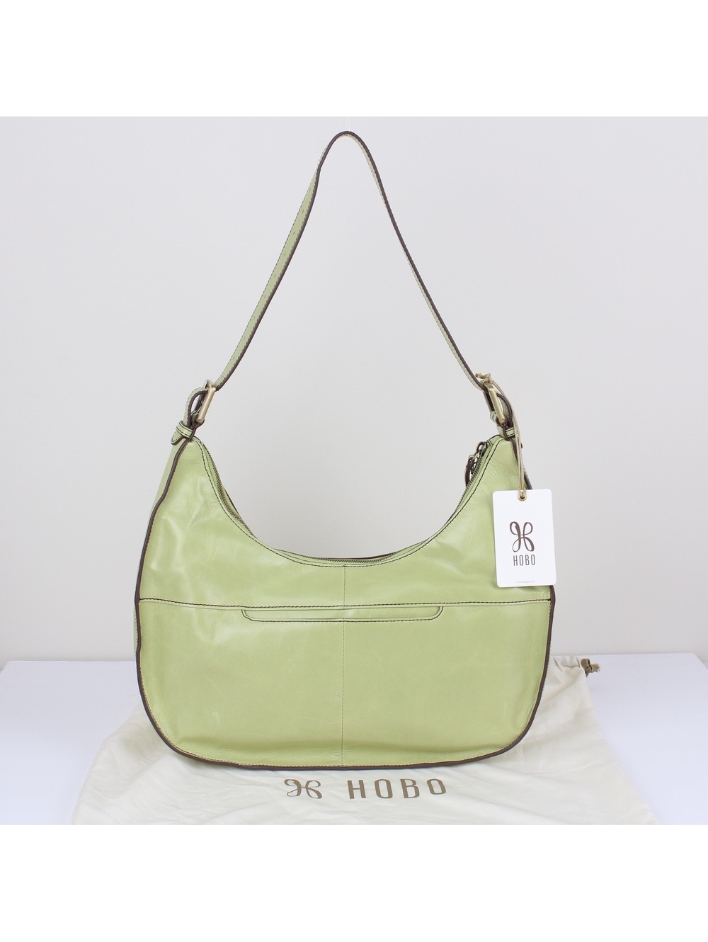 HOBO Prevail Shoulder Bag Seamist Light Green Hide Leather Handbag w/Dustbag NWT